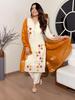 Women Designer Kurta Pant Dupatta Set Indian Bollywood Top Tunic Kurti Salwar Suit Dress