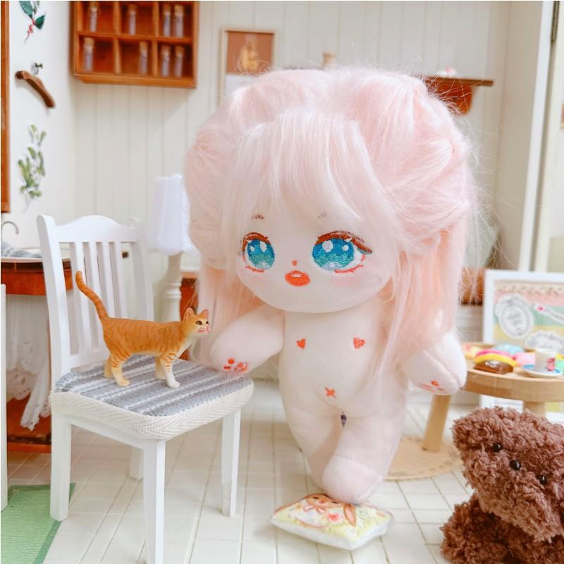 20cm Kawaii Plush Cotton Doll Idol Stuffed Super Star Figure Dolls No Attribute Curly Hair Crying Doll Can Change Clothes Gift
