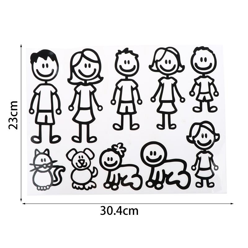 10/20/30Pcs Reflective Car Stickers Interesting Cartoon Family Members Stickers Automobiles Exterior Decals Accessories