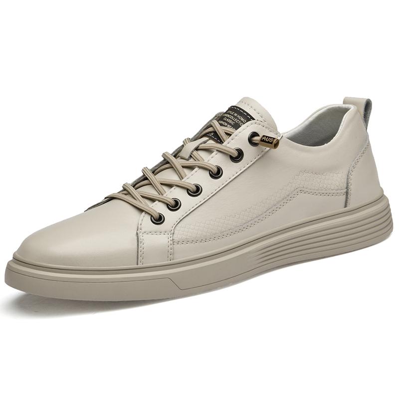 Genuine Leather Men Sneakers New Style Casual Shoes Trend Versatile Skate Shoes Korean-style Outdoor Footwear Leisure Walk Flats