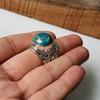 Anel empilhável de cobre azul turquesa, joias artesanais, anel boho de prata esterlina 925, anel de aniversário, presente para ele