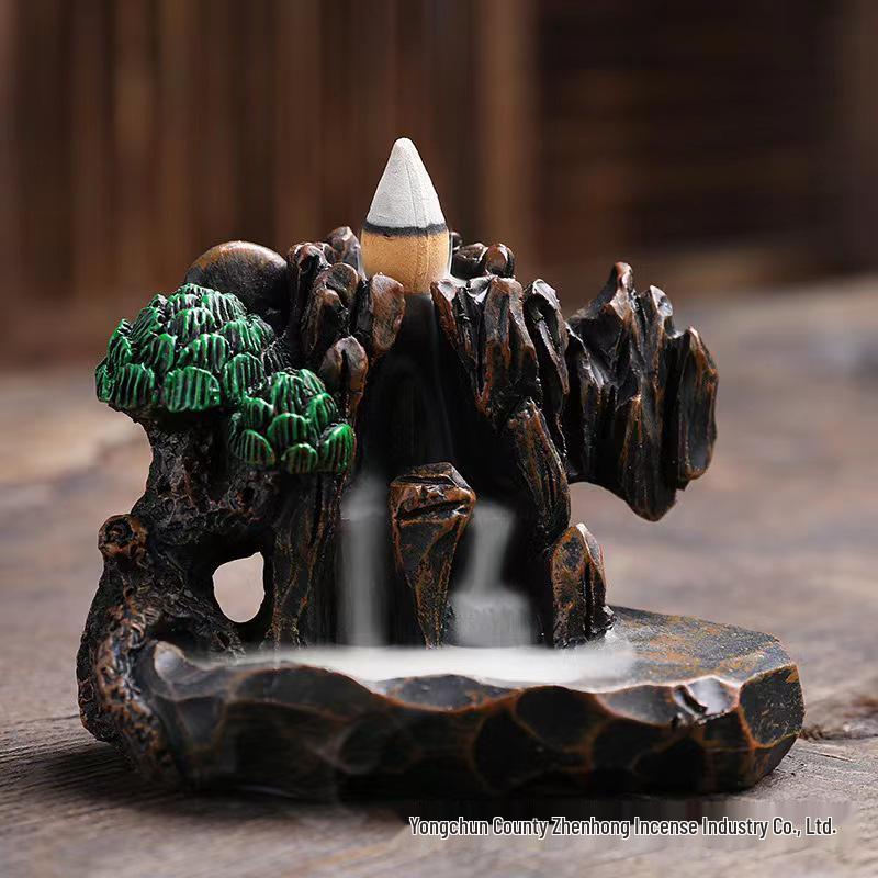 Zen Resin Backflow Incense Burner - Creative Ceramic Sandalwood Ornament for Home