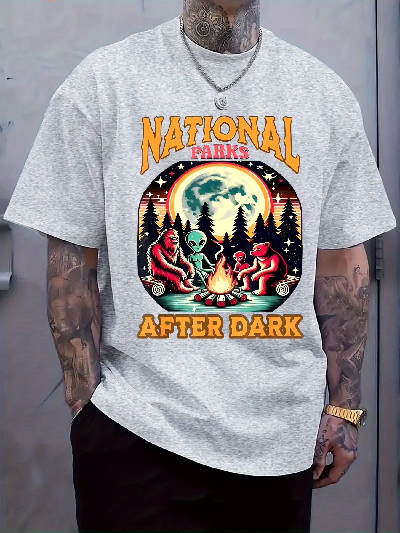 National Parks After Dark Graphic T-shirt - Casual Crew Neck XL