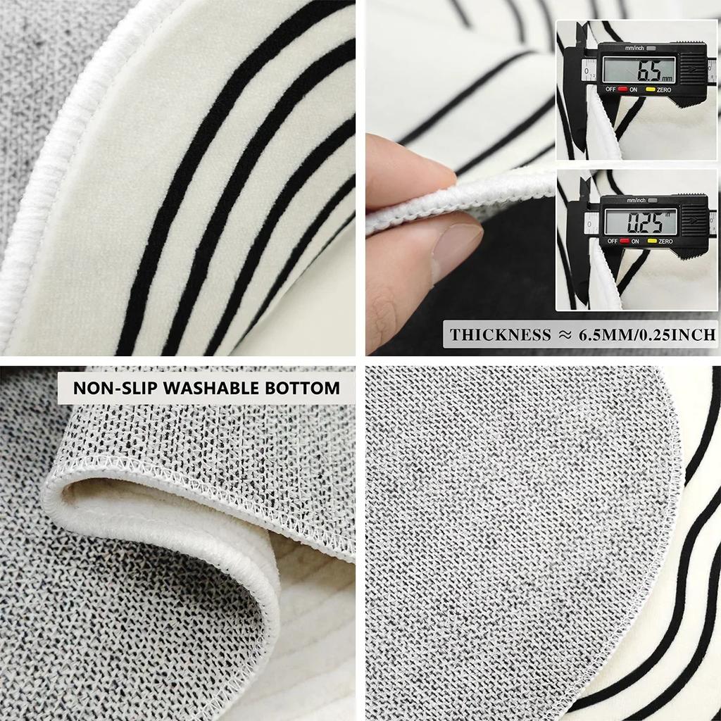 Black Living Room Carpet Large Machine Washable Carpets Snake Plant Bedroom Bedside Floor Mat Retro Elegant Home Decoration Rug