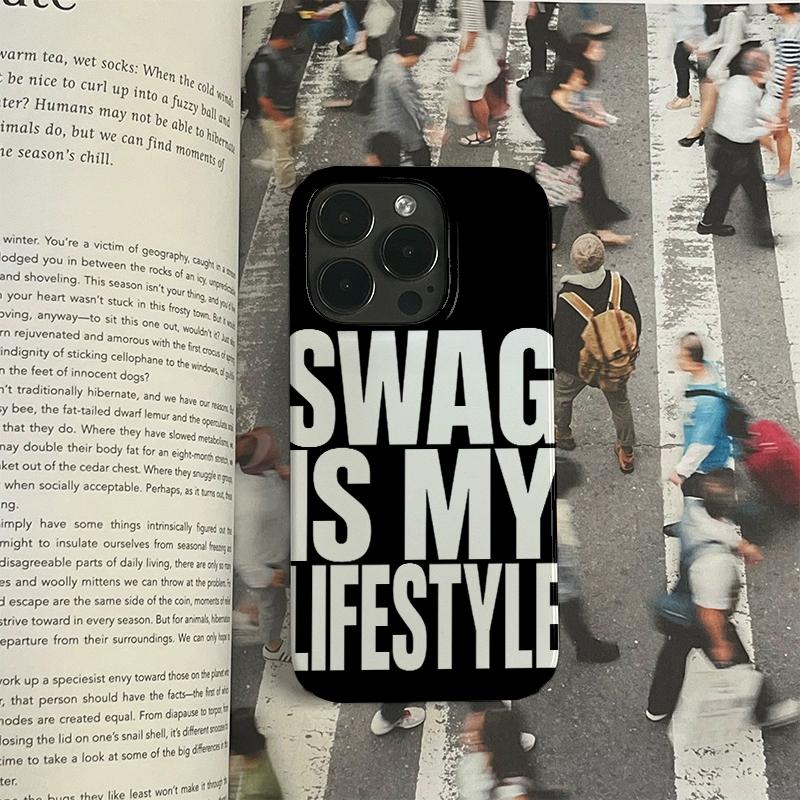 Luxury Creative SWAG Letters Phone Case for iPhone 17 16 15 14 13 12 11 Pro Max X XS XR Plus Air Glossy Film Hard PC Cover