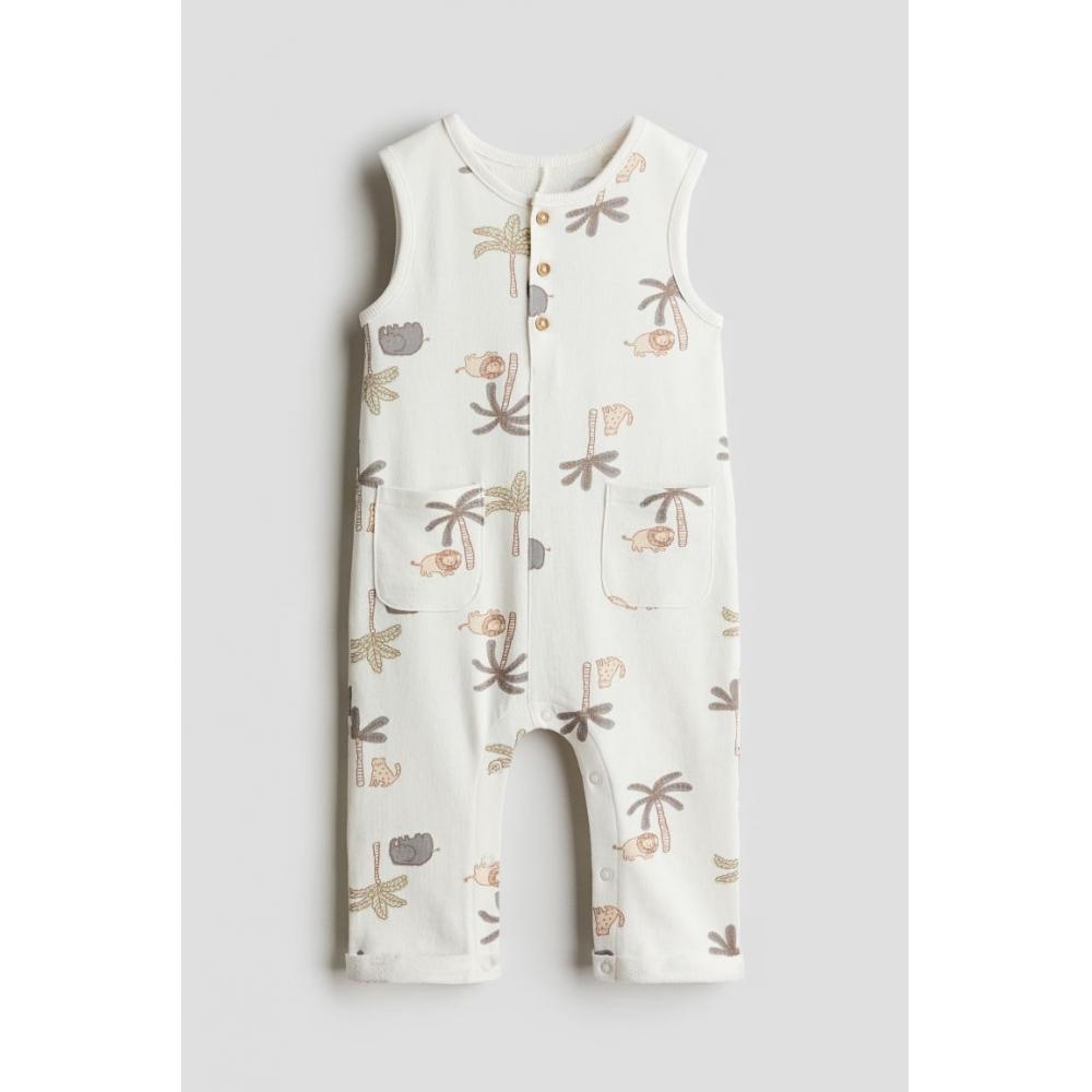 

Хлопковый комбинезон HM с рисунком, белый цвет с изображением животных