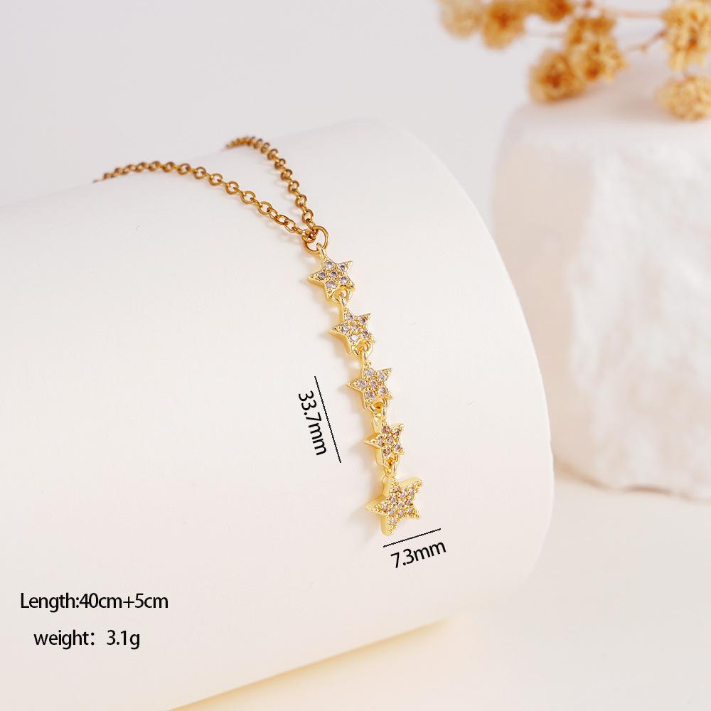 

Trendy Bling Shiny Zircon Star Long Tassel Necklace for Women Stainless Steel Chain Elegant Jewelry Sweater Accessories Gifts