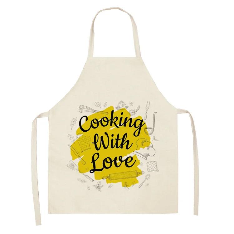 Cake Letters Women's  Kitchen Cotton Linen Apron Black Bib Household CleaningCooking