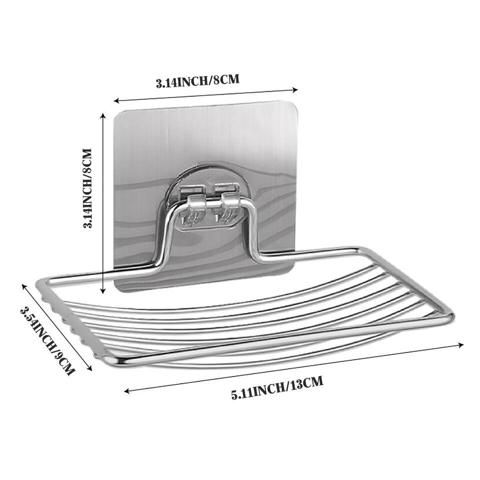 

Держатель для мыла из нержавеющей стали без перфорации, настенный держатель для мыльницы в ванной, самоклеящаяся полка для хранения кухонных губок