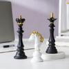 Small International Chess Resin Ornament - Desktop Decor with King, Queen & Horse Pieces