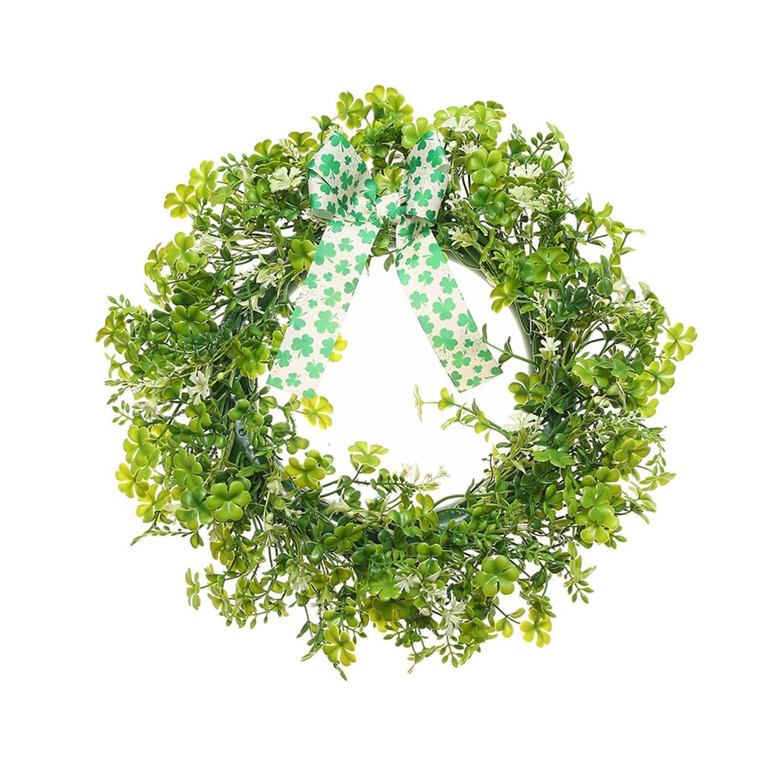Irish St. Patrick s Day Simulation Green Door Hanging Bow Decoration Wreath