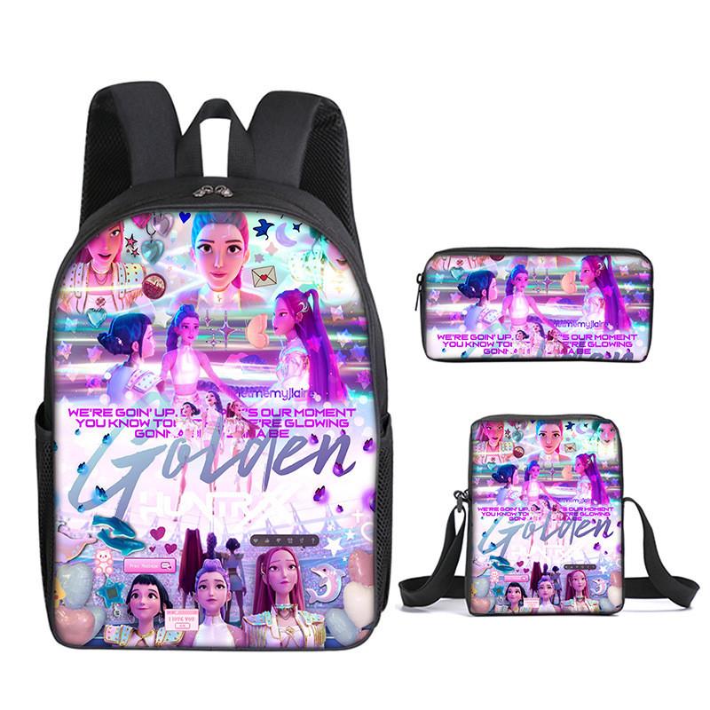 Kpop Demon Hunters School Backpack Set With Oxford Fabric And Air Cushion Straps For Students