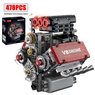 High-Quality 478Pcs High-Quality Creative High-Quality V8 High-Quality Engine Construction Set High-Quality Building High-Quality Blocks Collection
