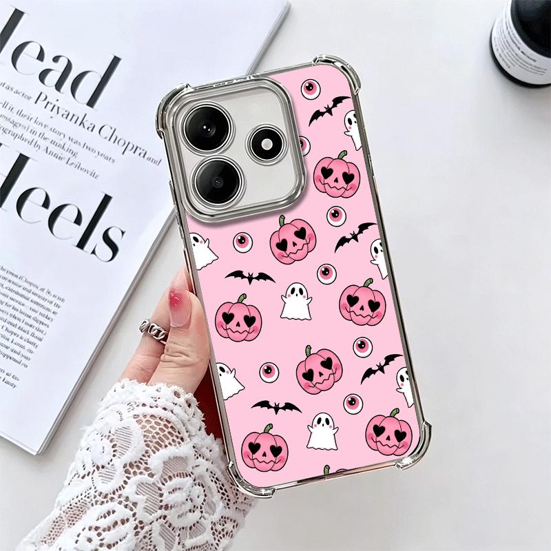 

Pink Style Skull Witch Soft Phone Case For Xiaomi Redmi Note 14 15 Pro Plus 13 12 11S 11T 5G 10 9S 9 Plating Anti-Fall Fundas Redmi Note 11S 4G