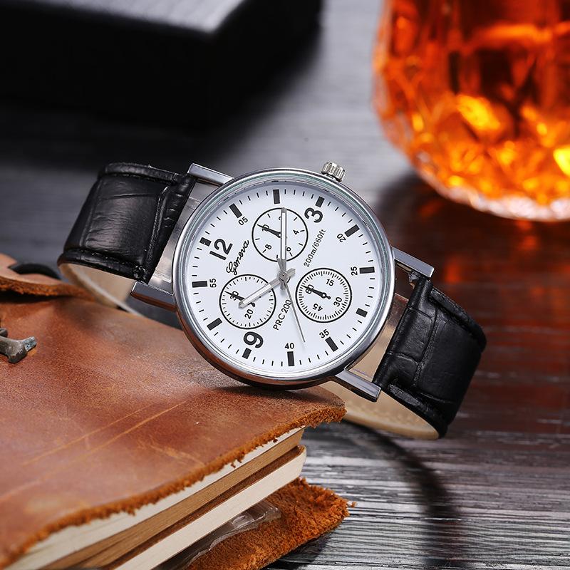 Stilvolle Herren-Quarzuhr mit leuchtenden Zeigern, Business-Uhr mit Lederarmband, perfektes Geschenk für Männer