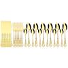 24Pcs Knife Fork Ice Spoon Dinnerware Set Colorful Stainless Steel Cutlery Set Vintage Hollow Tableware Wedding Party Silverware