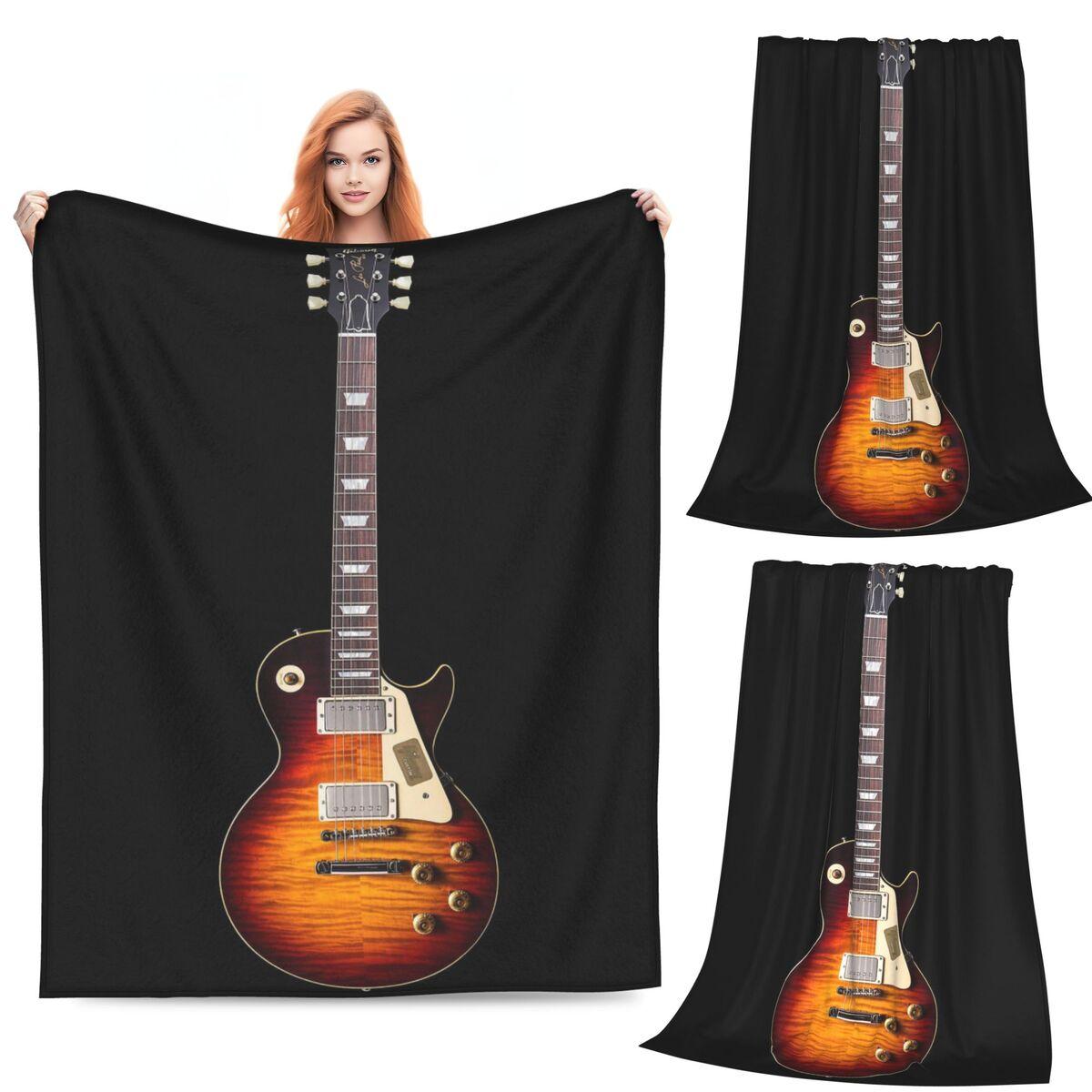 

Electric Guitar 3D Classical Guitar Blanket Soft Warm Flannel Throw Blanket Bedding for Bed Living room Picnic Travel Home Couch 80x120cm