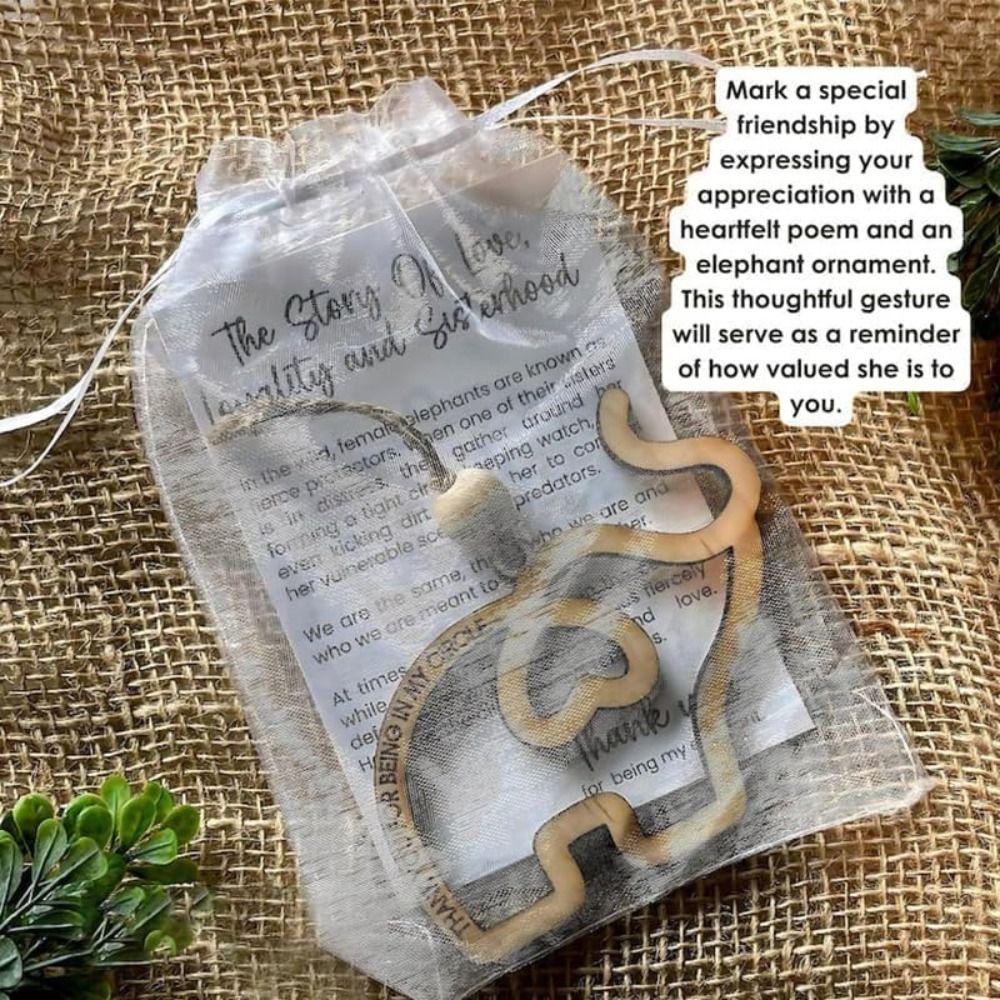 Wooden Friendship Gift Sisterhood Elephant Christmas Tree Decorations With Story Card Sisterhood Elephant Ornaments