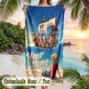 One Piece Beach Towel, Personalized Custom Name Text, Quick Dry Large Absorbent Towel For Beach Pool