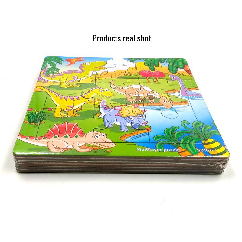 Dinosaur 16-Piece Flat Puzzle - Early Education Toy for Ages 3-6