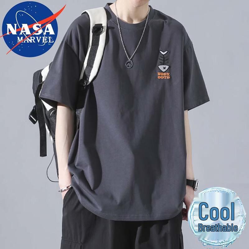 NASA MARVEL Men's Embroidered Short Sleeve T-Shirt