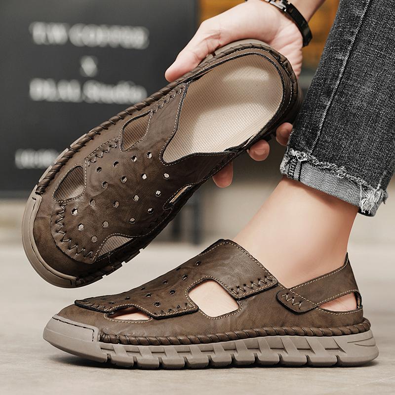 Fashion Luxury Sandals for Men Breathable Outdoor Walking Shoes Men's Summer Sandals Lightweight Beach Non-Slip Sole Casual Footwear