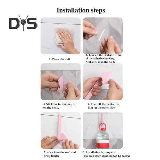 3Pcs Wall Hook Strong Load-Bearing Waterproof L-Shaped Traceless Hanger Traceless Bathroom Kitchen Hook
