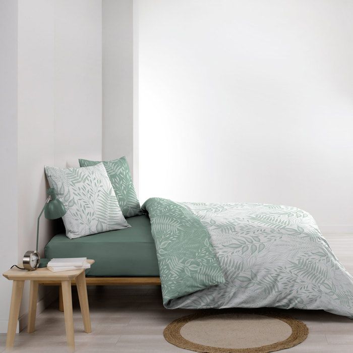 Housse couette + 2 taies 220 x 240 cm Cassie sauge
