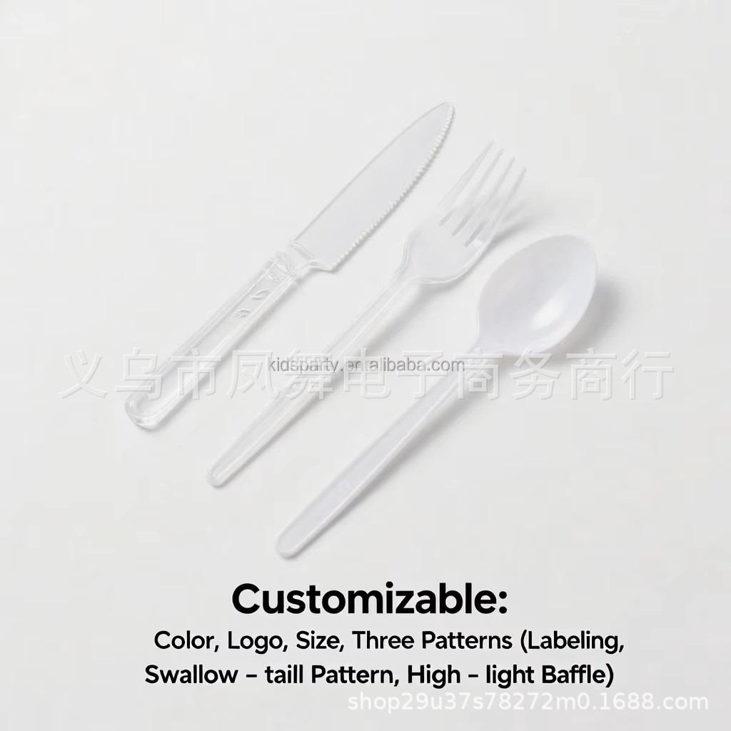 Colorful Gold Prints Colorful Plastic Knives, Forks And Spoons Dining Table Supplies Disposable Knives, Forks And Spoons Party Tableware