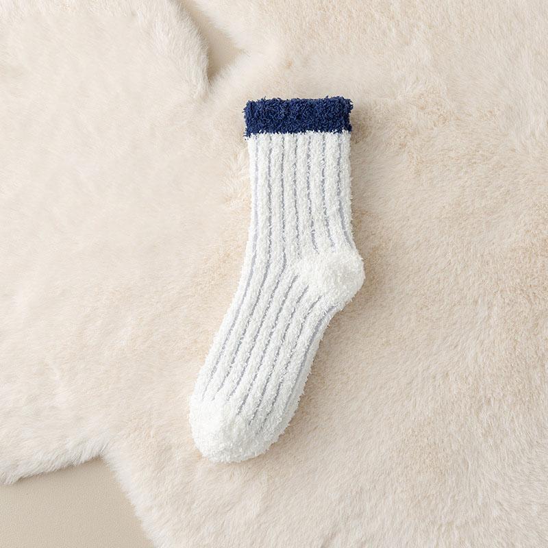 Autumn Winter Coral Fleece Middle Tube Socks For Women Warm Thicken Home Floor Socks Candy Color Sleeping Socks Lady Towel Socks