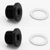 Multi-Purpose Aluminum Metric Thread Port Plug M10 x 1.25 Hex Plug with Crush Washer, Black, Pack of 2