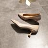 Fashion Korean All Match Fashion Work Shoes Woman Pointed Toe Shallow Brief Office Ladies Pumps Slip On Solid Leather Thin High Heels