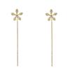 S925 Sterling Silver Micro-set Stud Earrings: 2024 Trendy Korean Style Long Elegant Earrings for Women.
