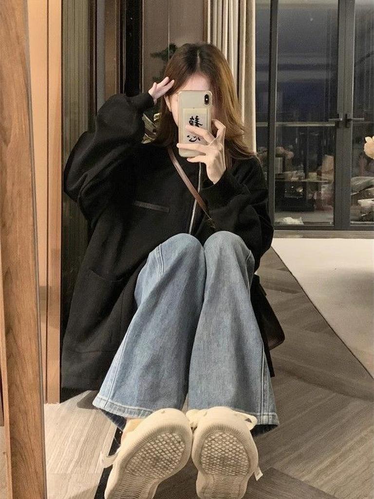 American Style Windbreaker Jacket with Large Pockets and Stand-up Collar for Men and Women, Loose Casual Overcoat