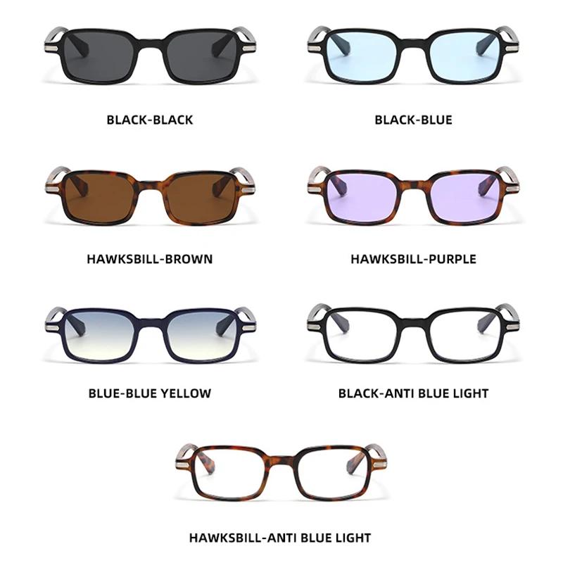  New Retro Rectangle Women Sunglasses Fashion Clear Ocean Gradient Lens Shades UV400 Men Trending Rivets Sun Glasses