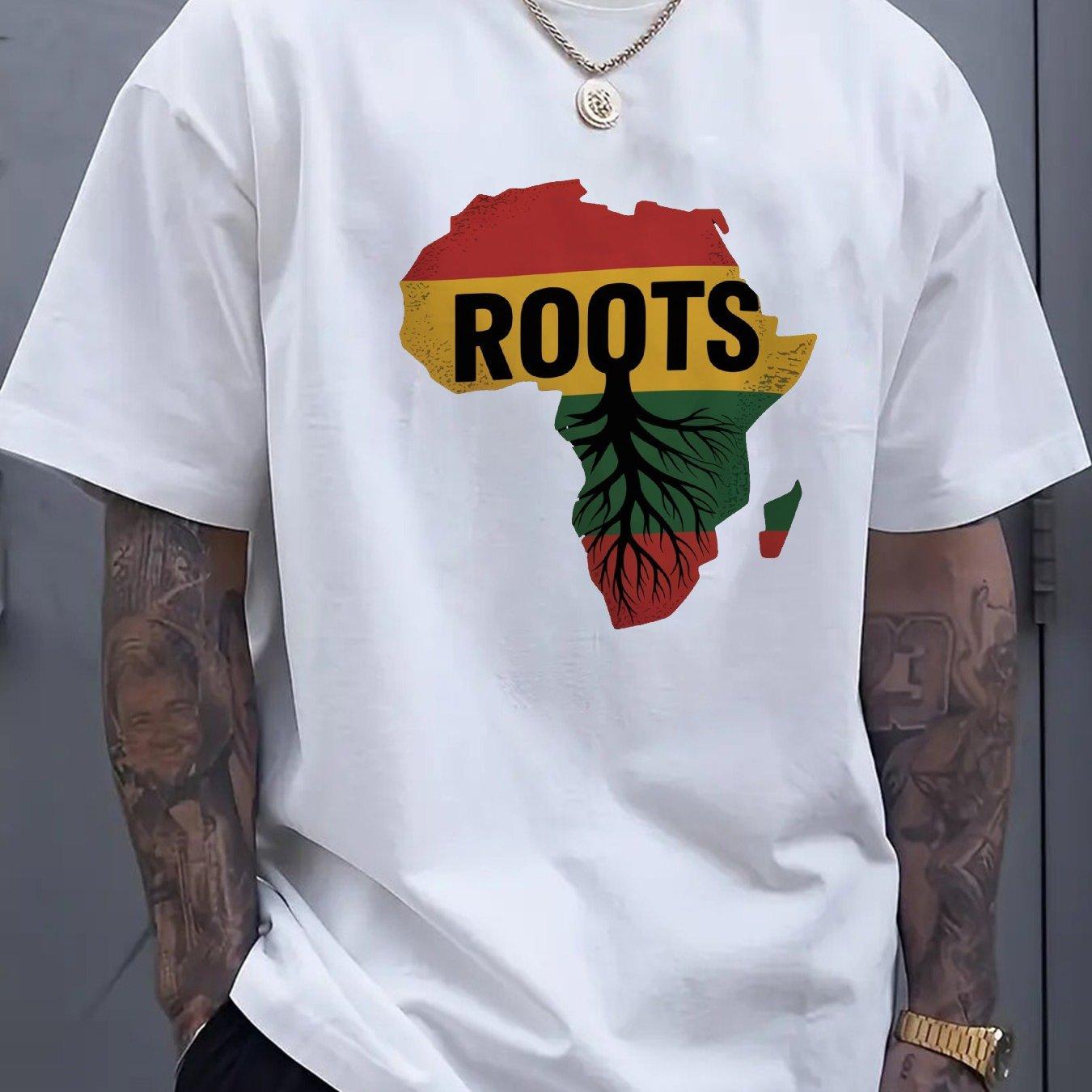Africa Roots Graphic Mens Cotton TShirt PanAfrican Rasta Colors Casual Short Sleeve Tee S