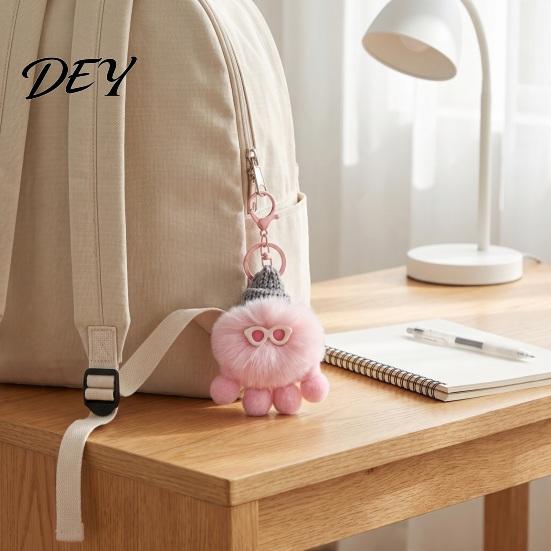 Octopus Bag Accessories Plush Keychain, Fuzzy Stuffed Sea Animal Charm, Hanging Portable Key Holder Knit Hat with Keyring for Backpacks and
