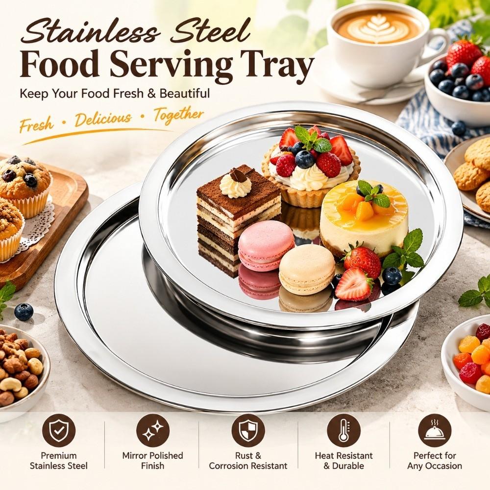 Stainless Steel Stainless Steel Dining Dish Thickened Breakfast Serving Tray  Dessert