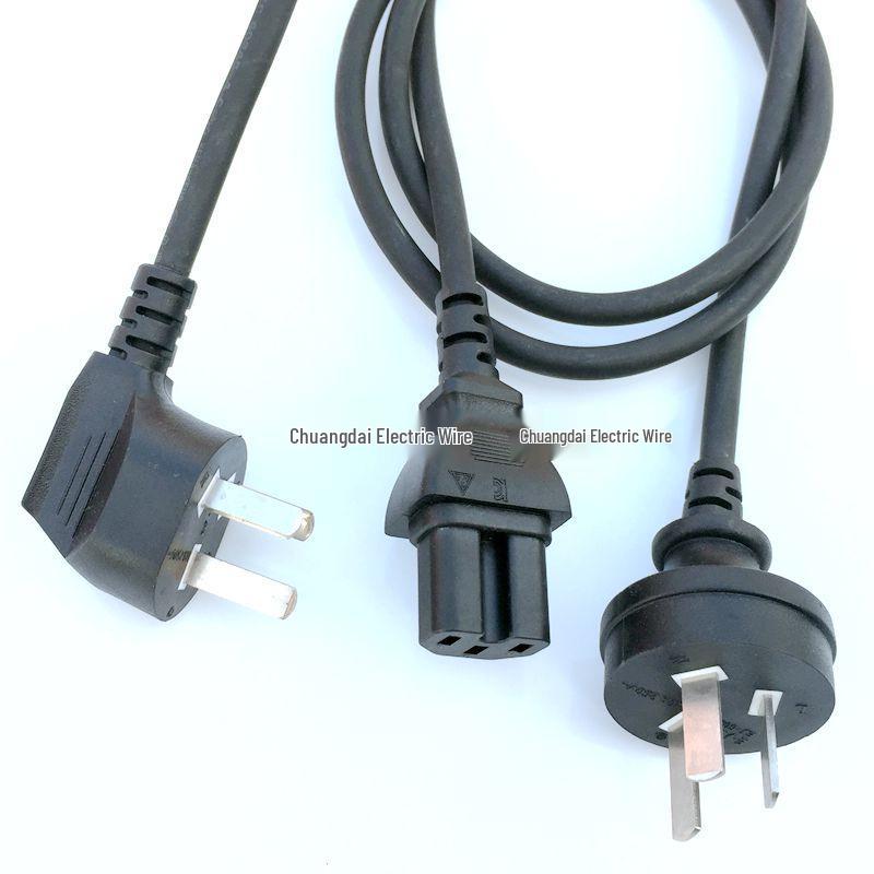U-Shaped Three-Pin C15 Power Cord with 90-Degree Elbow, High-Temperature Resistant