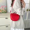 Casual Thread Design Saddle Shoulder Bag for Women Solid Color PU Crossbody Bag Versatile Phone Handbag Purse