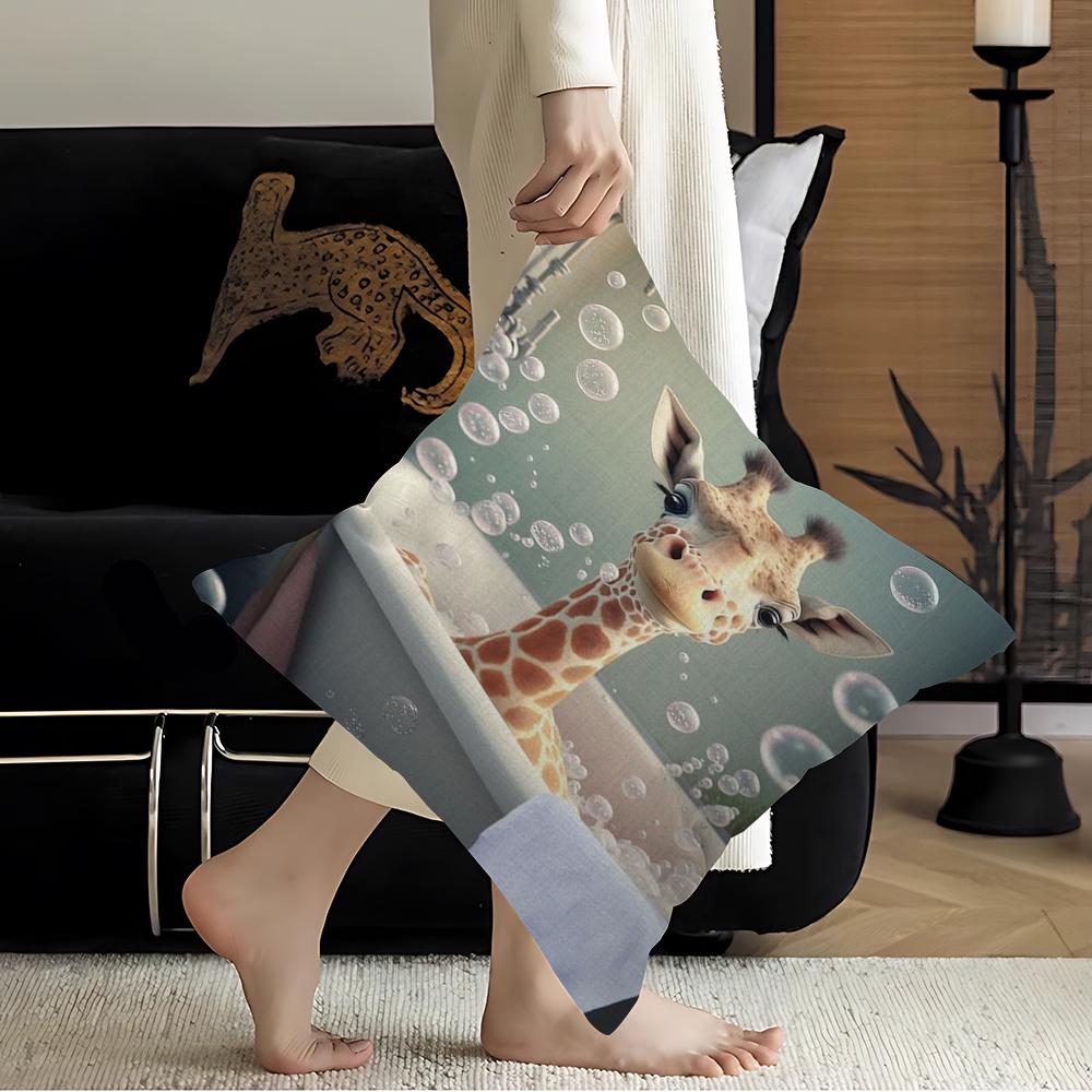Giraffe Personalized Picture Text Home Decorative Pillows Household Gifts 45x45cm