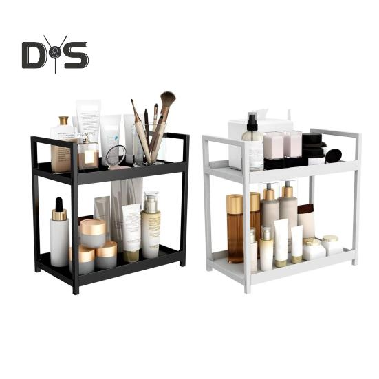Countertop Storage Rack Double Layers Heavy Duty Metal Home Office Living Room Kitchen Bathroom Cosmetics Organizer Holder