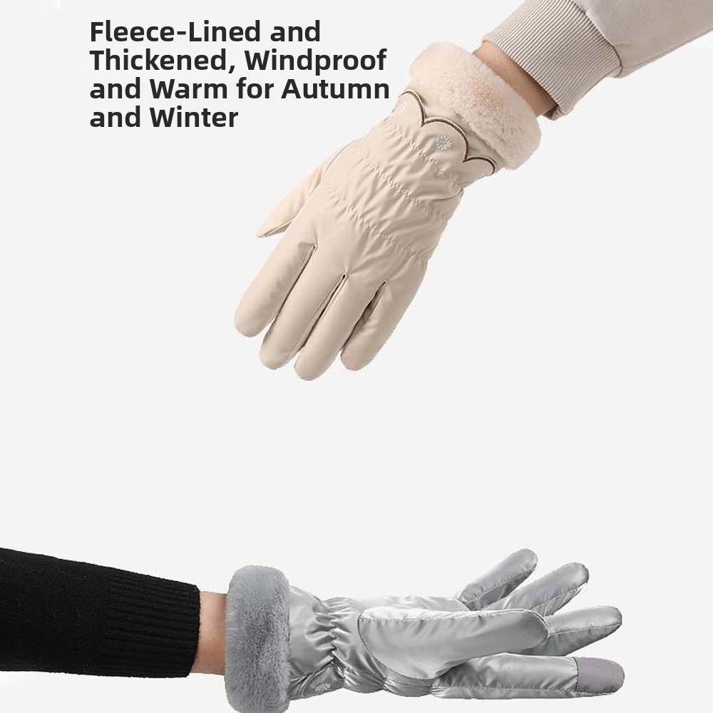 Down Cotton Plush Thickened Gloves Soft Finger Mittens Gift Satin Anti-cold Gloves  Autumn