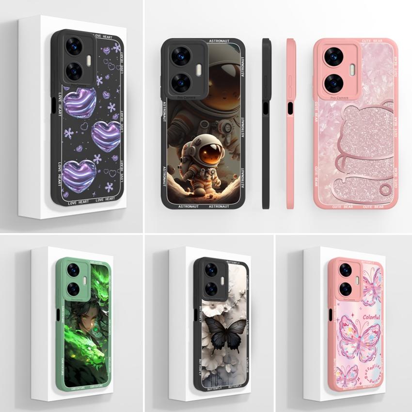 Beautiful Love Heart Phone Covers For Realme C55 C35 C25 C20 C15 C11 C21Y C25Y Soft Liquid Silicone Bumper Anti Drop Protection Case For Realme Casing