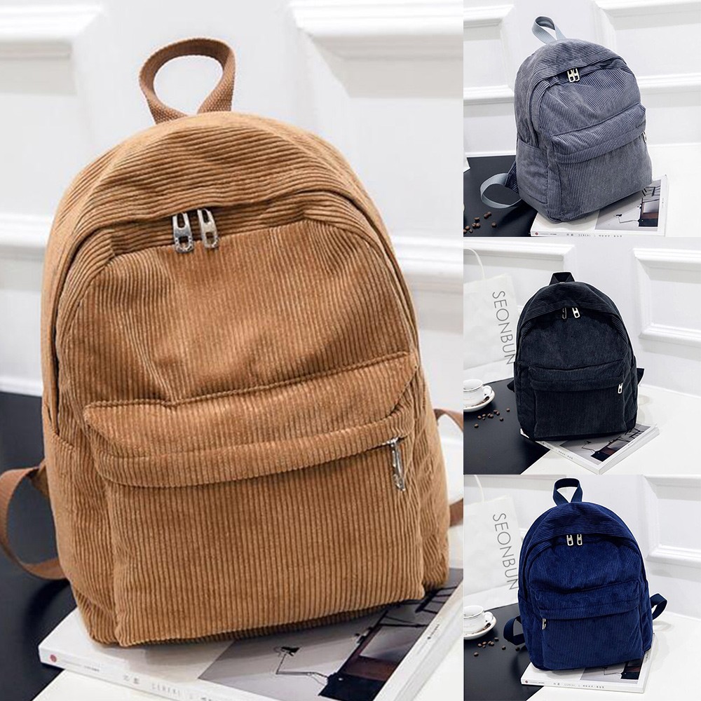 Pure Color Manšestrový batoh Móda Ženy Školní batoh Dámský Batoh Teenger Girl Školní Tašky Žena Mochila Bagpack Pack