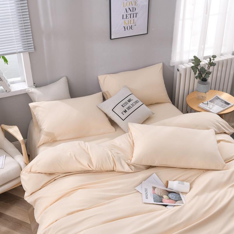 Soft Brushed Microfiber Bedding Set 4PCS Solid Color Minimalist Nordic Style Queen King Size
