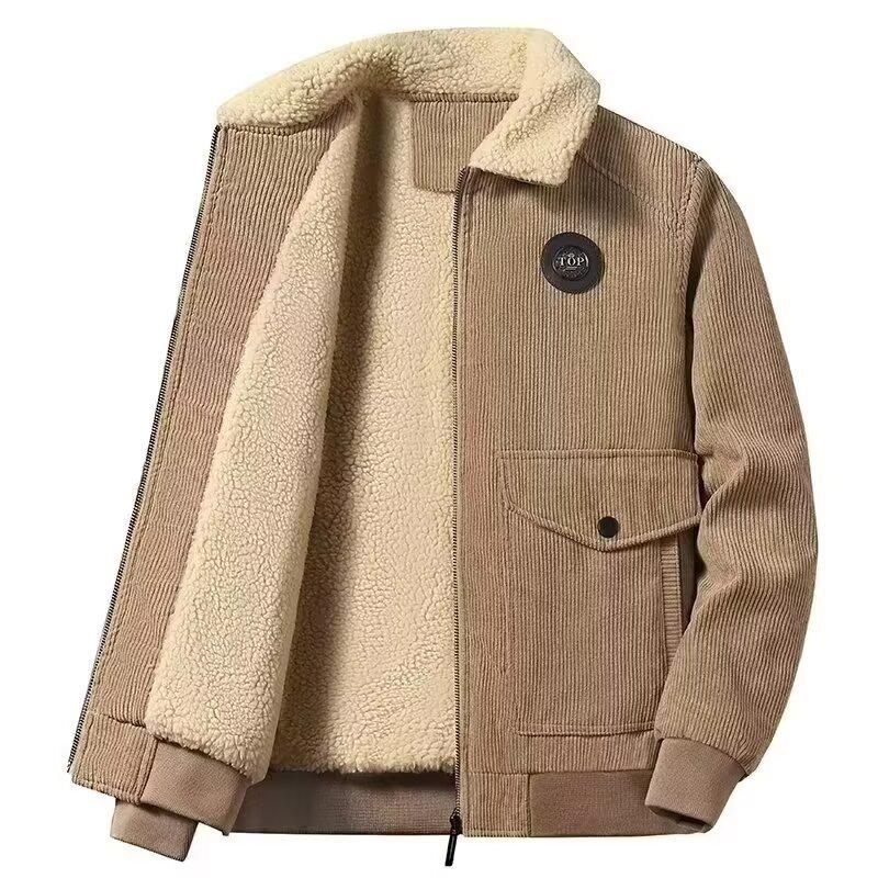 Chaqueta Cárdigan Unisex de Pana con Cremallera y Forro de Terciopelo Plus Otoño/Invierno 2025