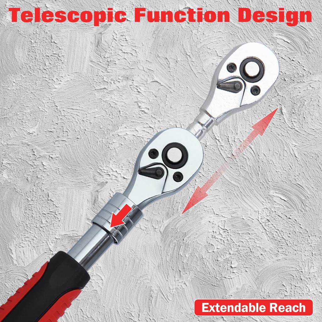 LEONTOOL Telescopic Ratchet Extendable Ratchet Ratchet Telescopic Long Handle Socket Ratchet Ratchet Socket Wrench Telescopic Ratchet Telescopic Flex