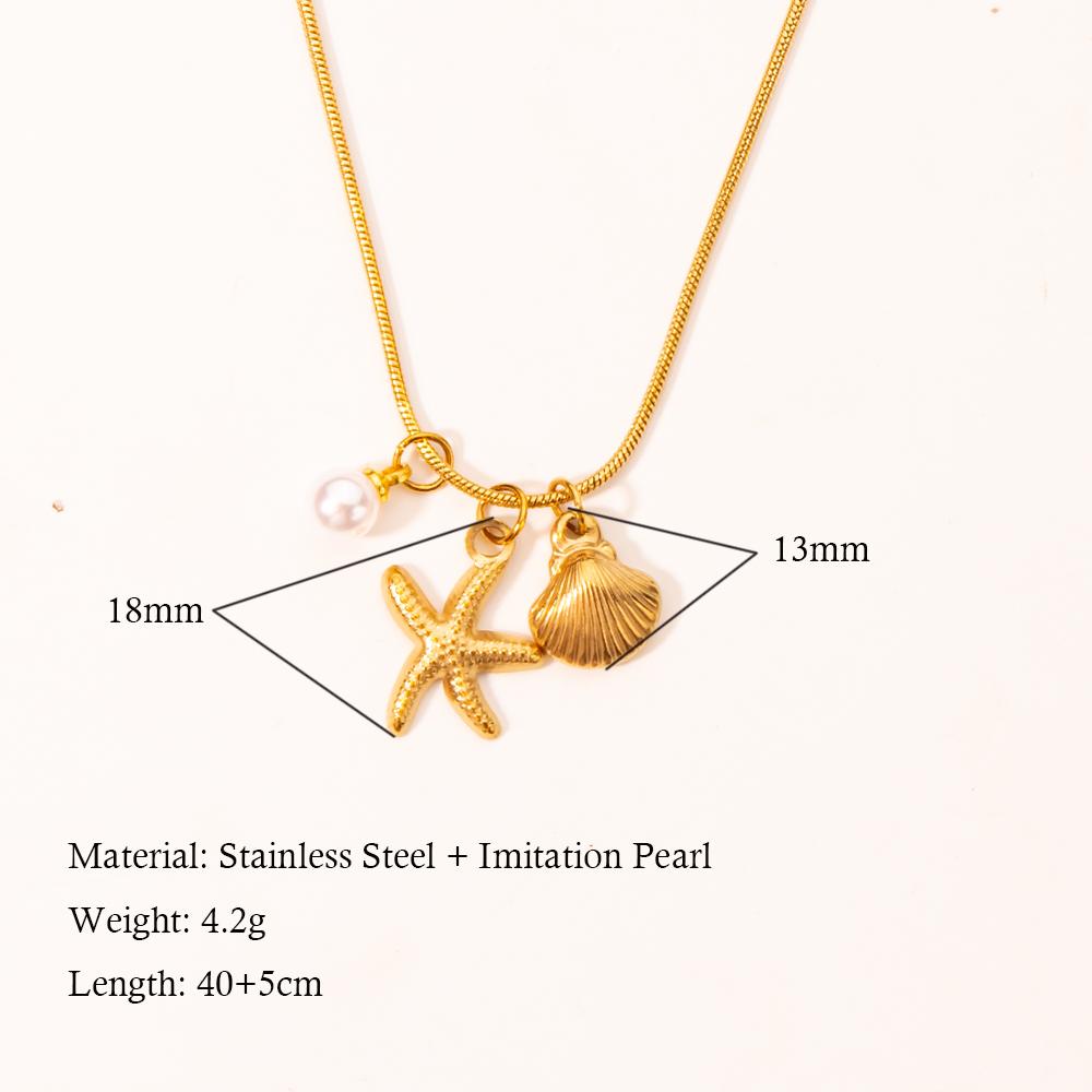 Summer Gold Stainless Steel Shell Starfish Crab Drop Earrings For Women Beach Ocean Hoop Drop Stud
