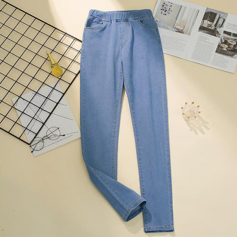 Jaro a podzim Ženy Džíny Dámské Tužka Elastické Plus Velikost Basic Modré Kalhoty s vysokým pasem Džínové kalhoty